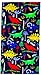 YIFONTIN Beach Towel for Kids, Dinosaur Velour Terry Towel, Cotton Blanket Throw, 30X60 inches for Travel Swimming Bath Camping and Picnic, Navy.