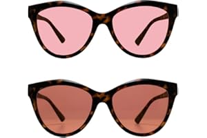 BRADDELL FL-41 Rose & Outdoor FL-60 Brown Cats Eye Migraine Light Sensitivity Glasses for Fluorescent LED Glare, Photophobia 