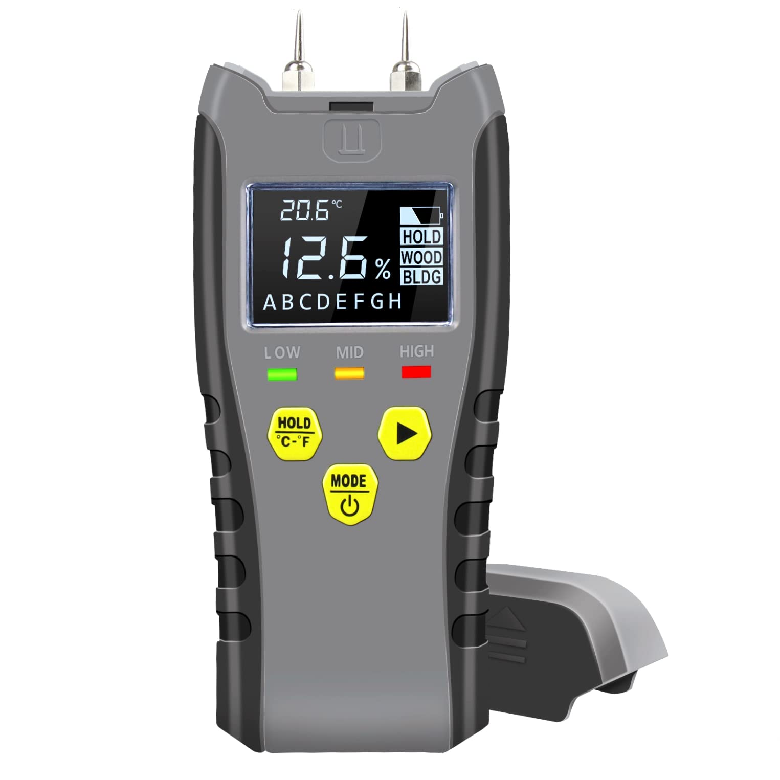 eOUTIL Wood Moisture Meter - Pin type Digital Dampness Moisture Detector, Water Leak Sensor with Backlit VA Display and 3 LED color lights For Wood, Firewood, Brick, Drywall, Paper, Floor, Plaster