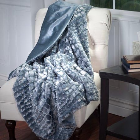 Somerset Home Plush Croc Embossed Faux Fur Mink Throw, Gray