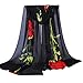 Tsmile Fashion Women Rose Long Soft Wrap Scarf Ladies Shawl Chiffon Scarf Scarves (Black)