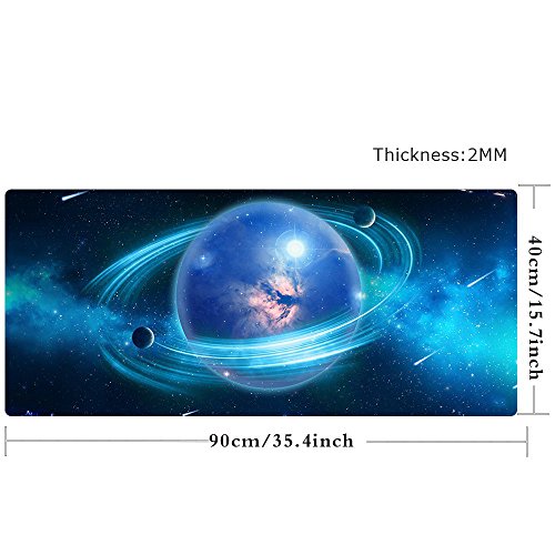 Imegny Large Planet Gaming Mouse Pad, Extended XXL Desk Pad & Non-Slip Rubber Keyboard Mat with Stitched Edges