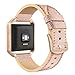 Simpeak Leather Band with Case Frame Compatible with Fitbit Blaze Smartwatch, Small Size with Frame, Genuine Leather Band Replacement for Fitbit Blaze, Bright Gold Rose Gold Frame