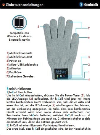 Kompatibler Touchscreen Smartphones Originelles Geschenk Kabellose Handschuhe mit Bluetooth-Verbindung