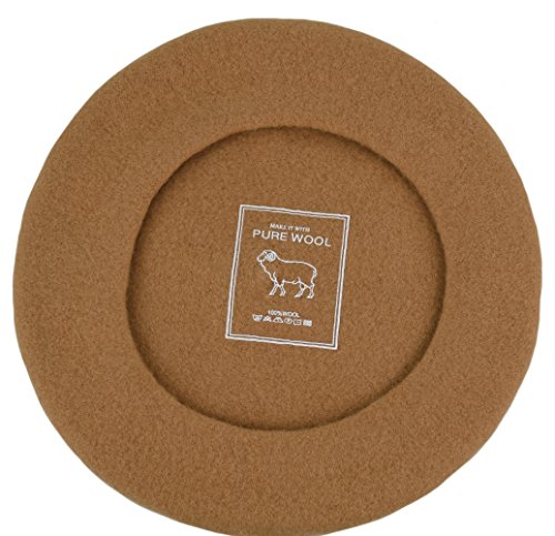 Women's Men's Solid Color Plain Wool French Beret One Size (Timber)