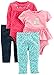 Simple Joys by Carter's Baby Girls' 4-Piece Bodysuit and Pant Set, Blue/Pink, Floral/Dots, 6-9 Months