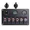 Proelectric-Red-LED-Light-1-Waterproof-MarineBoat-Car-Switch-Panel-6-Gang-USB-Charger-Voltage-Indicator-Power-Socket-5-pin-On-Off-Rocker-Switch