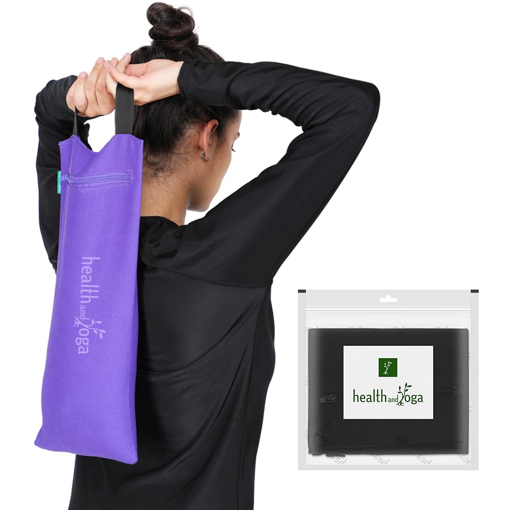 HEALTHANDYOGA(TM Yoga Sand Bags - Double Bag with Inner Waterproof Bag- Prop for Adding Weight and Support (Black)