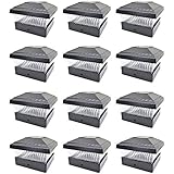 iGlow 12 Pack White Outdoor Garden 5 x 5 Solar LED Post Deck Cap Square Fence Light Landscape Lamp Lawn PVC Vinyl Wood