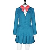 Helltaker Womens Cosplay Costume Women Blue Dress Uniform Suit for Halloween Party
