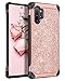 BENTOBEN Note 10 Plus Case, 2 in 1 Luxury Glitter Bling Sparkle Shockproof Faux Leather Protective Phone Case for Samsung Galaxy Note 10+ Plus-Rose Gold