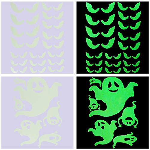 LOCOLO 44Pcs Halloween Luminous Wall Stickers Set, Halloween Window Cling Decals Halloween Wall Decals Stickers Glow in The Dark Luminous Bats Ghost Peeping Eyes Decals Wall Decor - Thumbnail 3