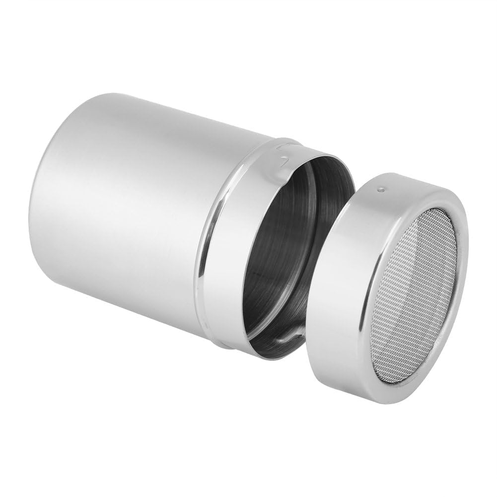 2Pcs Flour Sugar Salt Shaker, Stainless Steel Powder Shakers Sugar Shaker with Lid Mesh Powder Shaker Cinnamon Cocoa Shaker for Coffee Bar Mesh Shaker