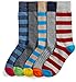 Amazon Essentials Mens Comfortable Patterned Dress Socks, 5 Pairs, Mini Stripe/Stripe, 8-12