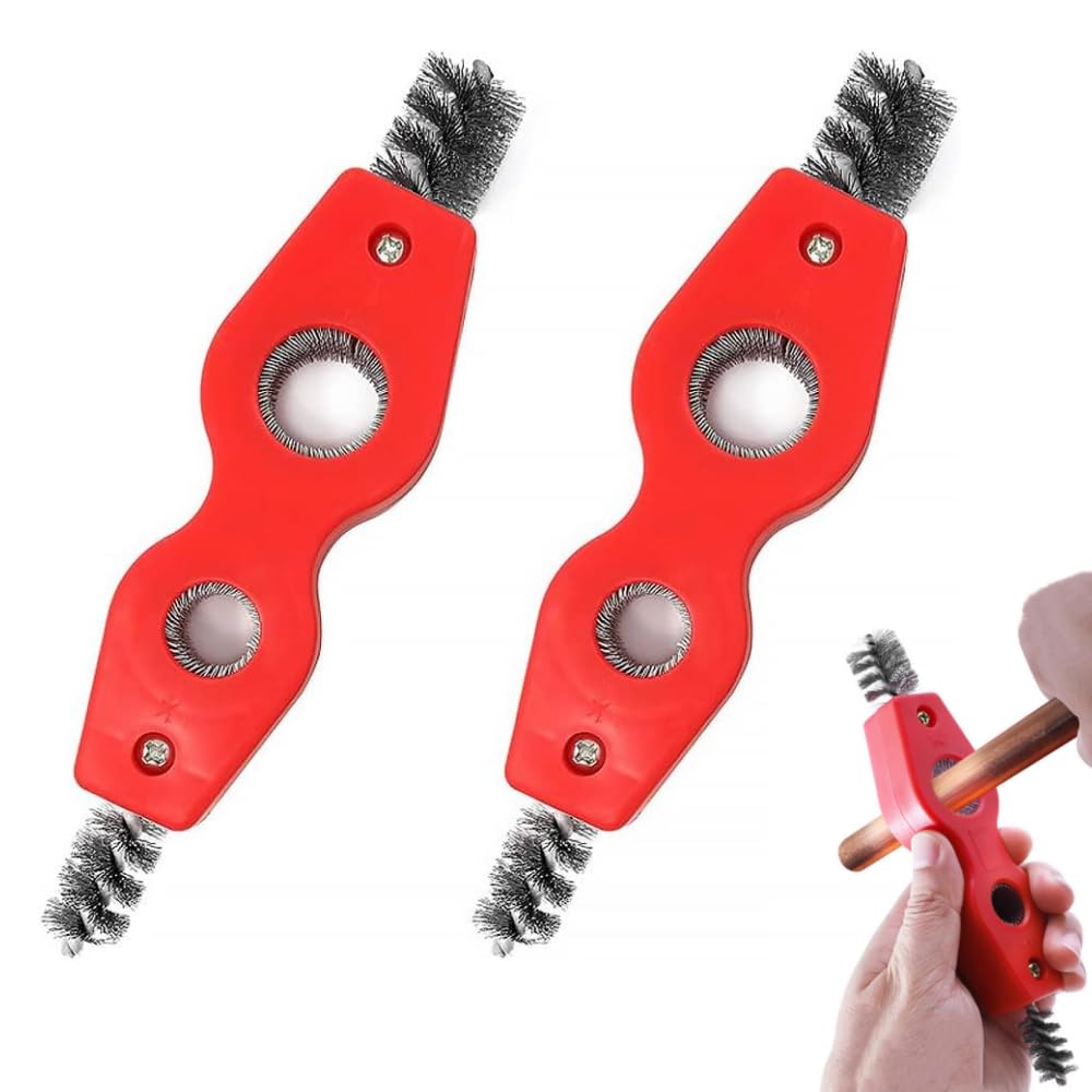 Eleanly 2 PCS Copper Pipe Cleaner Deburring Brush Pipe Reamer Tool for Copper PVC PPR Pipe and soft steel Tubing Plumbers Brass Aluminum Pipes (Red)