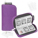 Eco-Fused Memory Card Case - Fits up to 22x SD, SDHC, Micro SD, Mini SD and 4X CF - Holder with 22 Slots (8 Pages) - for Storage and Travel (Purple)