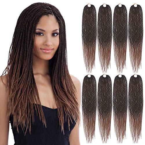 Eerya Senegalese Twist Crochet Hair 8 Packs 18 Inches Short Braids Small Havana Mambo Twist Crochet Braiding Hair Extensions Synthetic High Temperature Senegalese Twists Hairstyles (8 Packs, 1B/30#)