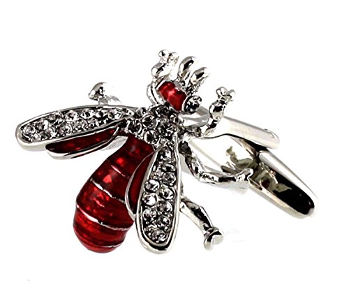 Sunnylink Cufflinks Crystal Red 3D Bee Cuff Links