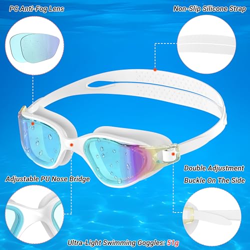 Ambienden Swimming Goggles Men Women for Adults – Anti-Fog HD Lenses, UV Protection, Waterproof, Suitable for Training, Competition and Swimming Pool – Unisex Swimming Goggles with Secure Fit