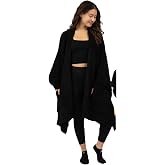 Big Blanket Co Premier Plush Wrap Poncho Shawl One Size Black