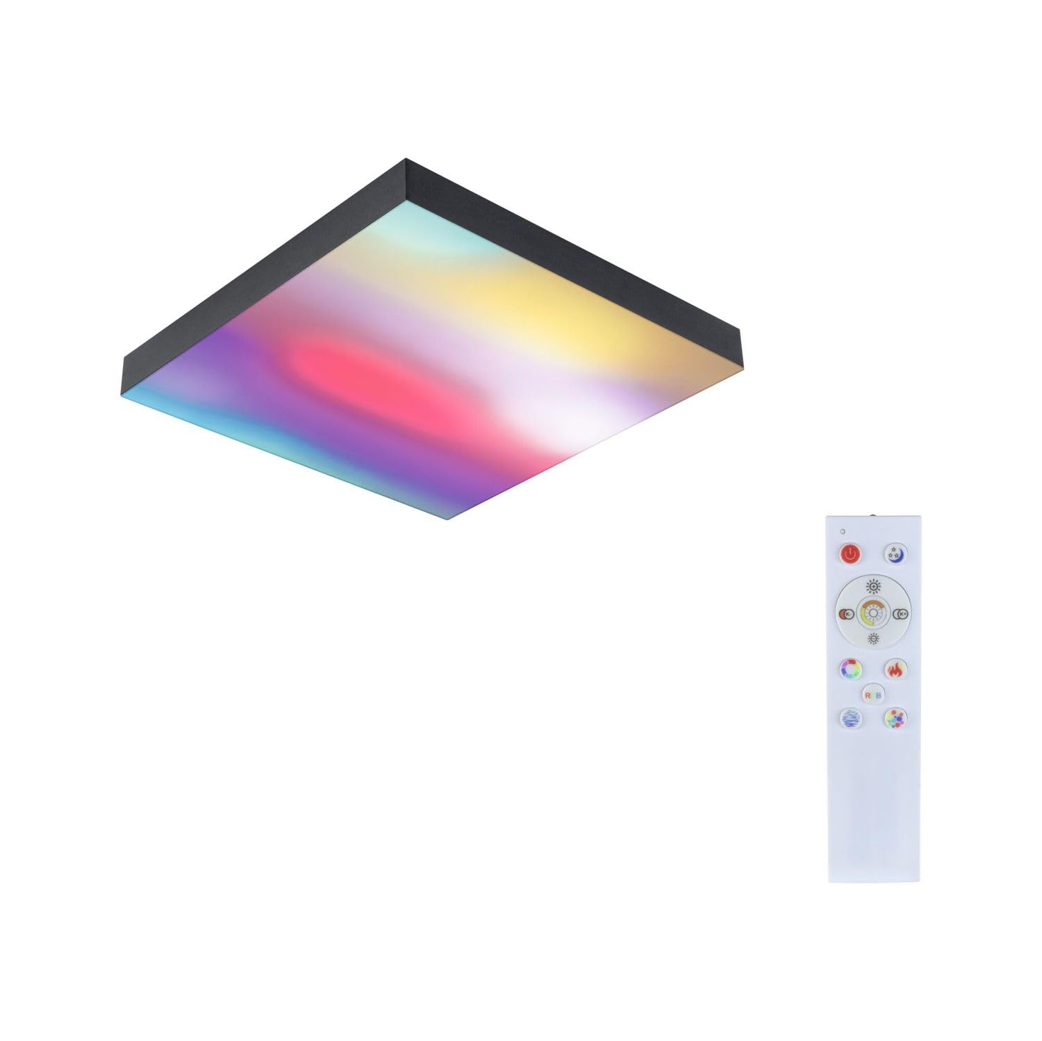 Paulmann Velora Rainbow 79907 LED Panel Square Including 1 x 13.2 W Dimmable DynamicRGBW Colour Control Black Metal Ceiling Light 3000 K