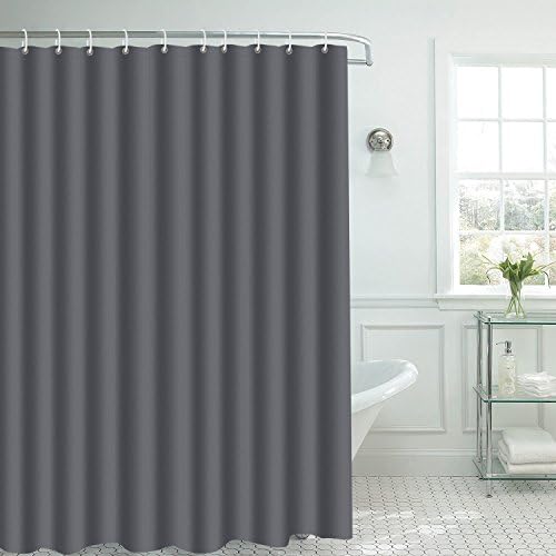 Antibacterial Shower Curtain Mildew Resistant Shower Liner Bathroom Curtain Waterproof Eco-Friendly Home Bath Curtain with 12 Hooks 72 x 72 Inches,Grey