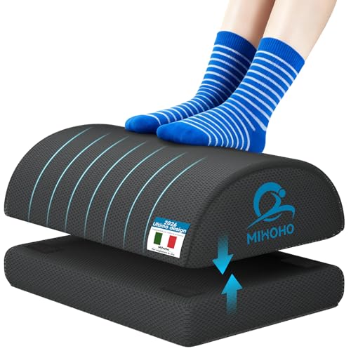 Foam Desk Footrest, Adjustable Memory Foam Footrest with Washable Cover, Comfortable Footrest, Ergonomic Desk Chair Office Chair (Black k)