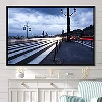 Framed Canvas Wall Art Light Exposure Colorful Industrial Lights Multicolor Neon Photography Places Portrait Realism - 16x24 inches