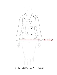 Allegra K Women's Notched Lapel Double Breasted Pea