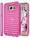 S6 Case, Galaxy S6 Case, Style4U Galaxy S6 Studded Rhinestone Crystal Bling Hybrid Armor Case Cover for Samsung Galaxy S6 with 1 Style4U Stylus [Hot Pink/Hot Pink]