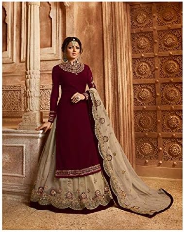 Georgette Fabric Heavy Embroidered Churidar & Lehenga Style Salwar Suit with Net Dupatta