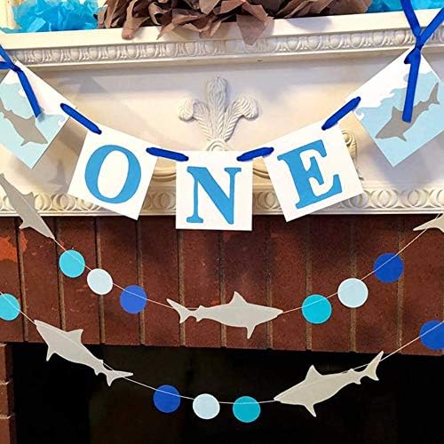 Party Decoration Paper Flag Colorful Flower Flag Shark Flower Twine, Birthday Party Decoration for Baby