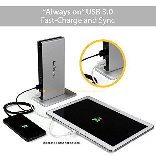 StarTech.com USB Docking Station - Universal USB 3.0 Dock - Dual DVI Monitor with HDMI and VGA Adapters - Ethernet/USB Hub/Audio