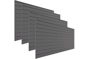 PROSLAT Garage Storage PVC Slatwall Panels - 4 Packs of 8 ft. x 4 ft. Sections (40 Single Slats which Make up 128 sq.ft) (Charcoal) (Dark Gray)