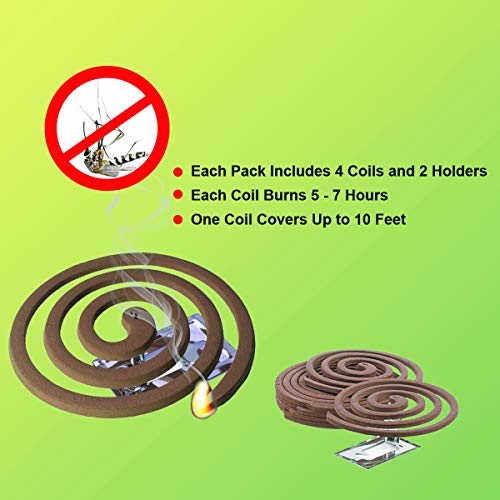 W4W Citronella Mosquito Repellent Coils - Outdoor Use Reaches Up to 10 feet - Each Coil Burns for 5-7 Hours (Five Pack Contains 20 coils & 10 Coil Stands)