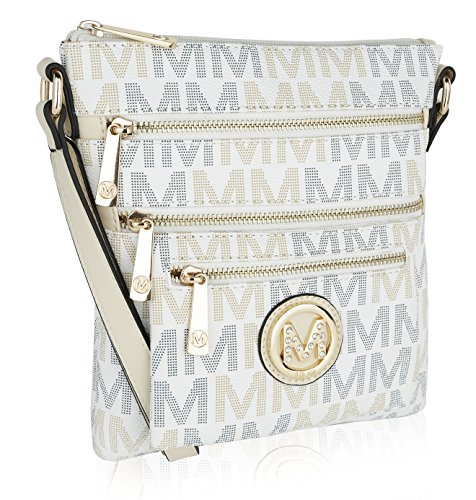 Beatrice M Signature Multi Compartments-Zipper Crossbody Handbag Purse by Mia K Farrow