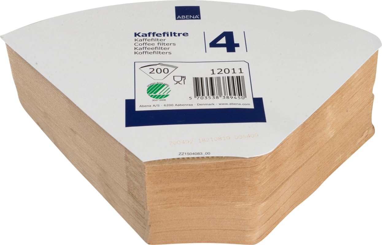 ABENA Disposable Coffee Filters | Pack of 200 Paper Coffee Filters | Unbleached 1x4 Coffee Filter Papers | Filter Coffee Brown Filter Paper. Choose ABENA Coffee Paper Filters.