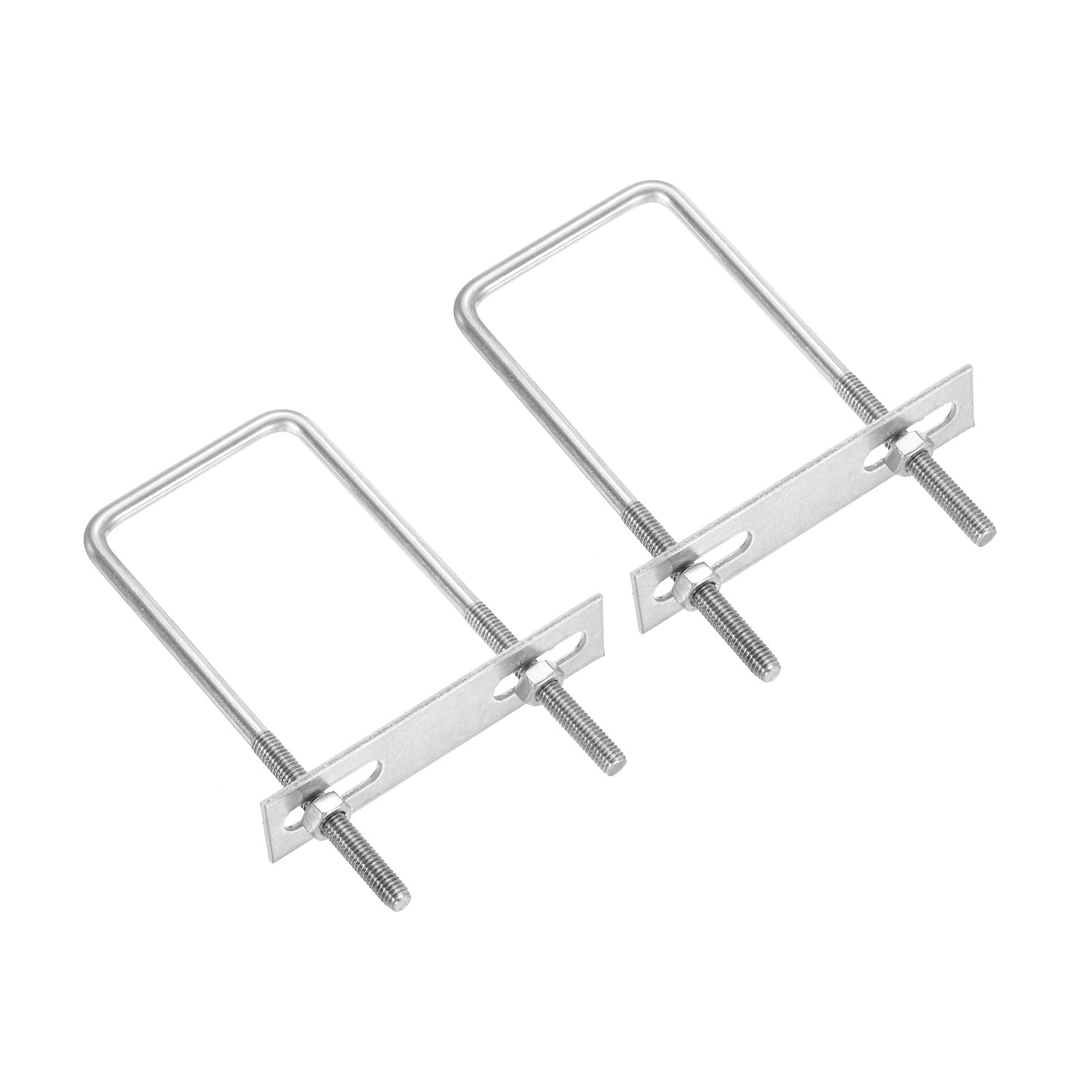 PATIKIL M6x50x120mm Square U-Bolts Kit, 2Set 304 Stainless Steel Square U Shaped Bolts Replacement Parts with Frame Plates and Nuts for Ski Board Sailboat Trailer