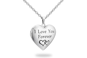 PHOCKSIN Heart Locket Necklace for Girls Silver Lockets for Women Photo Locket that Holds Pictures Birthday Presents Mothers Day Gifts for Women Girls