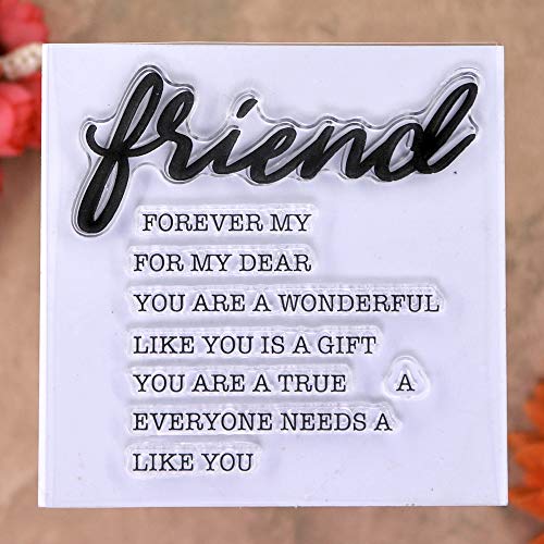 KWELLAM 4pcs/Lot Words Love Hugs hello friend Stamp Rubber Clear Stamps for Photo Album Decorative Card Making and DIY Scrapbooking - Thumbnail 4