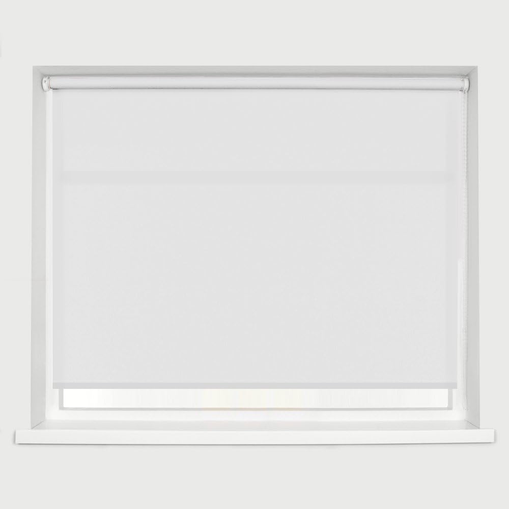 Plain Straight Edge Roller Blind - Many Colours & Sizes - Trimmable - Easy Fit - White 60cm x 165cm