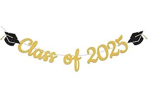 RUIZHUO Pre-Assembled Class of 2025 Banner Graduation Decorations Congratulations on High School and College Graduation, Classroom Celebrations, Glitter Banners, Family Class Party Walls Decorations(Gold)