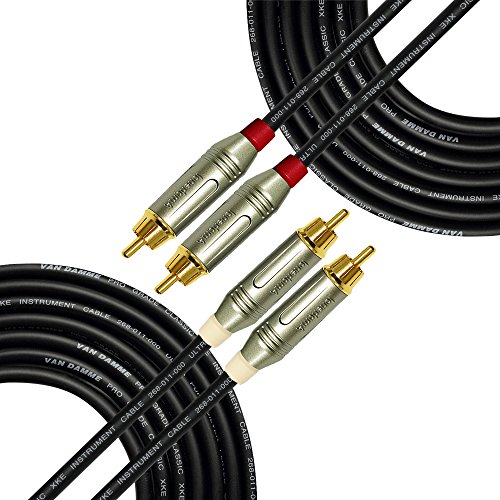 WORLDS BEST CABLES 8 Foot - RCA Cable Pair Custom Made Made Using Van Damme Pro Grade Classic XKE Instrument (Jet Black) Wire & Amphenol ACPR Die-Cast, Gold Plated RCA Connectors