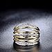 Mytys 2 Tone Gold and Silver Band Chunky Ring Twist Crystal Fashion Wide Statement Rings(9)