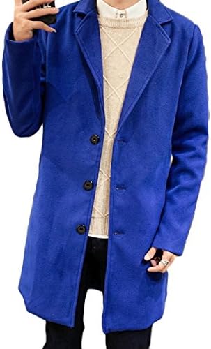 Doufine Mens Midi Length Trench Coat Overcoat Single Breasted Peacoat