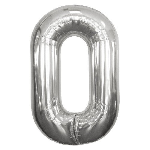 NorthStar 00094 Number 0 Foil Mylar Balloon, 34", Silver