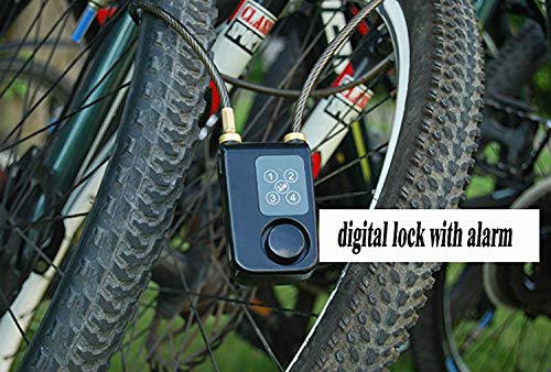 Solebe Password Lock Bike/Motorcycle/Gate Door Digital Lock with Anti Theft Alarm 110dB(Black 31.5 Inch)