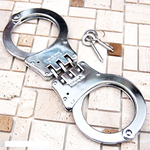 Professional Double Lock Chrome Steel Hinged Police Handcuffs w/ Keys Real EDC