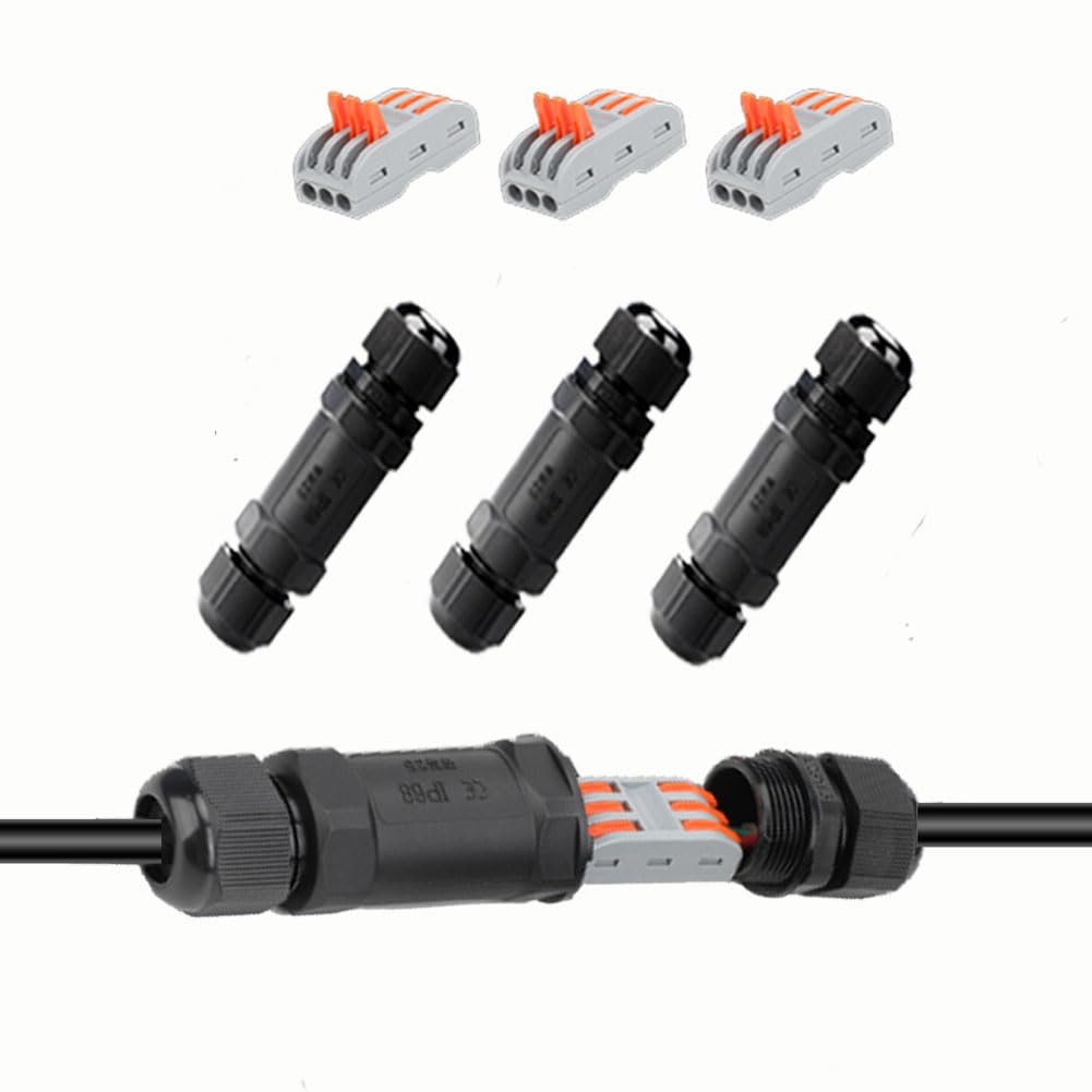 YUSHIHU Outdoor Junction Box, Waterproof Box IP68, waterproof electrical connector, M25 Cable Connector for Cable Diameter Ø6mm-11mm(3PCS)