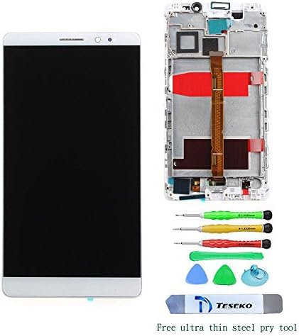 Teseko Full Screen with digitizer Assembly Replacement for Huawei Mate 8 include LCD Display,Touch digitizer&amp;Middle Frame,Free DIY tools,White